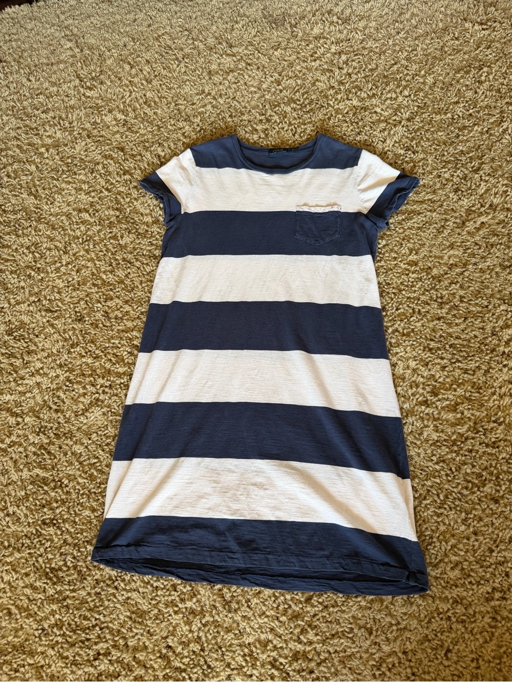 Polo Ralph Lauren Striped T Shirt Dress Blue White Nautical Large